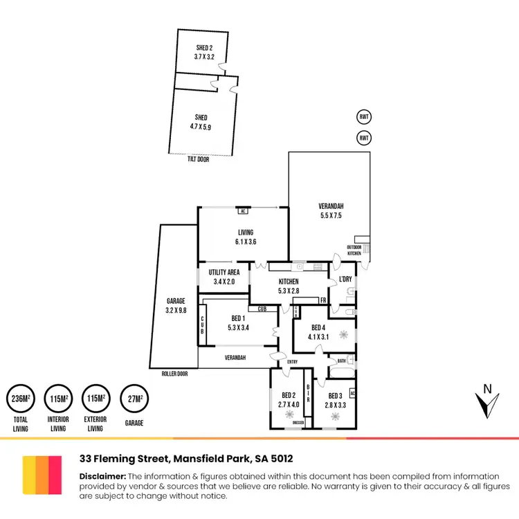 Floorplan of Homely house listing, 33 Fleming Street, Mansfield Park SA 5012