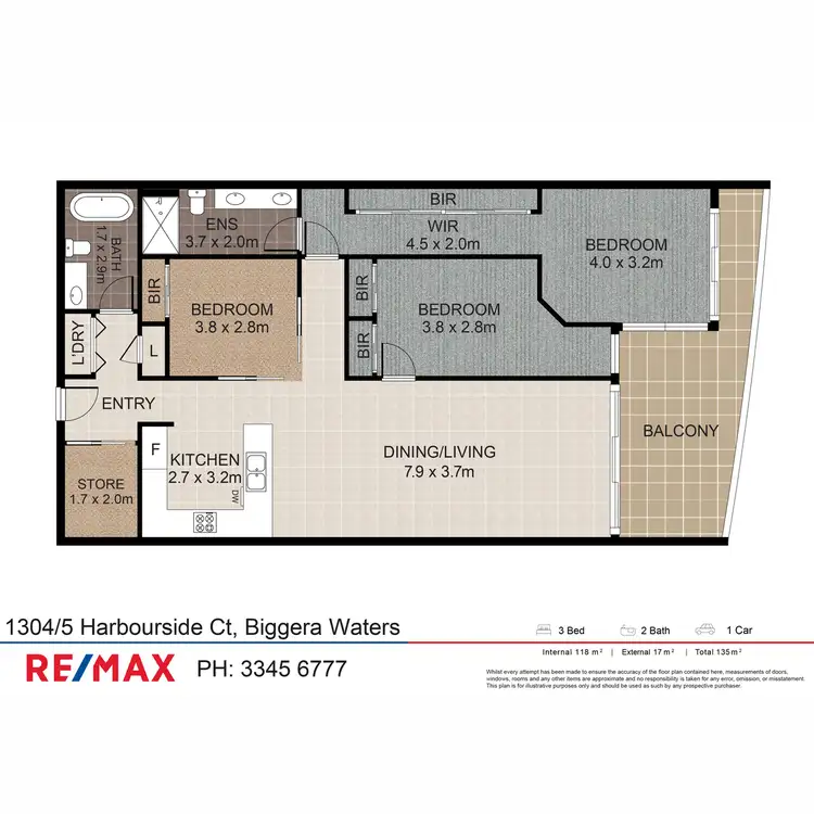 Floorplan of Homely apartment listing, 1304/5 Harbour Side Court, Biggera Waters QLD 4216