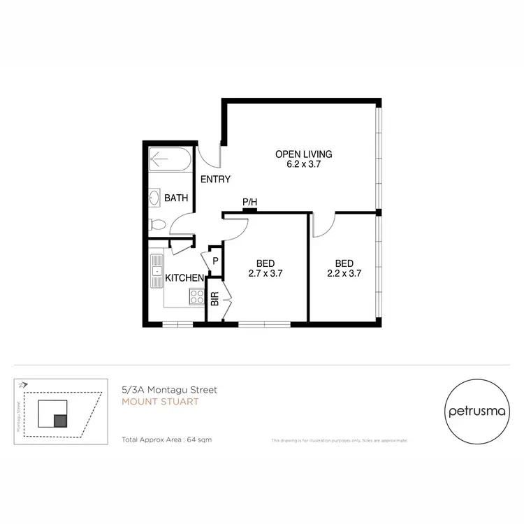 Floorplan of Homely unit listing, 5/3A Montagu Street, Mount Stuart TAS 7000
