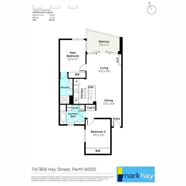 Floorplan of Homely apartment listing, 74/369 Hay Street, Perth WA 6000