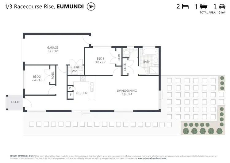 Floorplan of Homely semi-detached listing, 1/3 Racecourse Rise, Eumundi QLD 4562