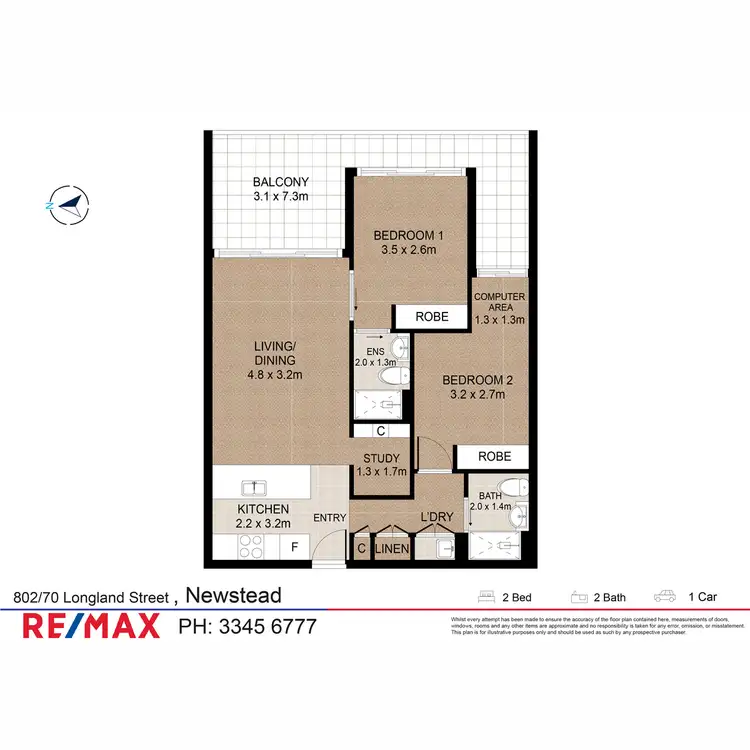 Floorplan of Homely apartment listing, 802/70 Longland Street, Newstead QLD 4006