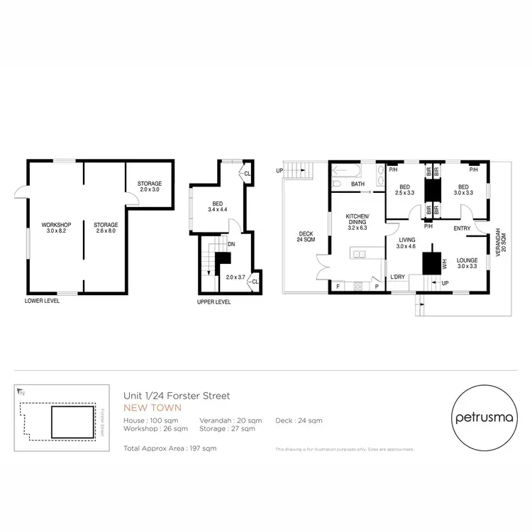 Floorplan of Homely unit listing, 1/24 Forster Street, New Town TAS 7008