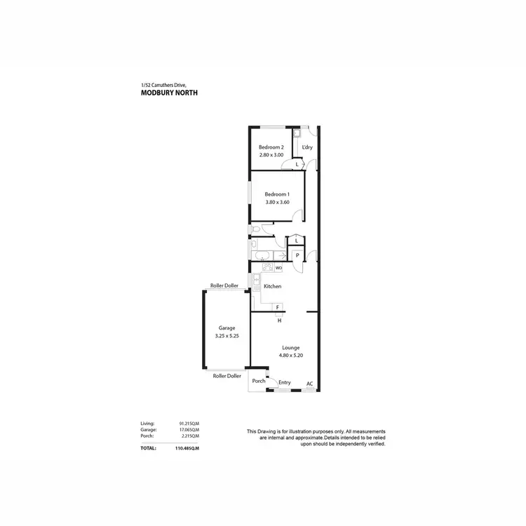 Floorplan of Homely unit listing, 1/52 Carruthers Drive, Modbury North SA 5092