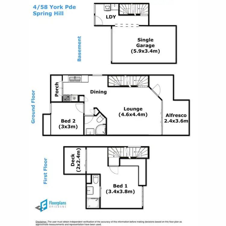 Floorplan of Homely townhouse listing, 4/58 York Parade, Spring Hill QLD 4000