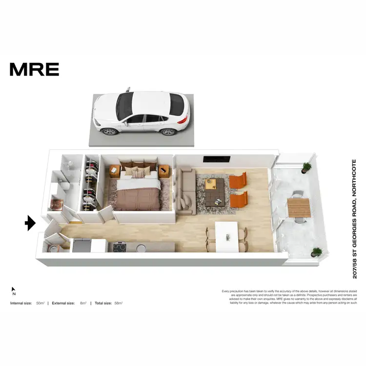 Floorplan of Homely apartment listing, 207/58 St Georges Road, Northcote VIC 3070