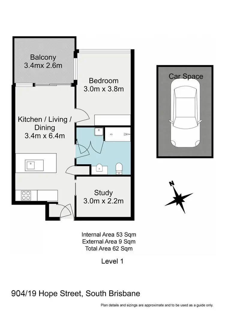 Floorplan of Homely apartment listing, 904/19 Hope Street, South Brisbane QLD 4101