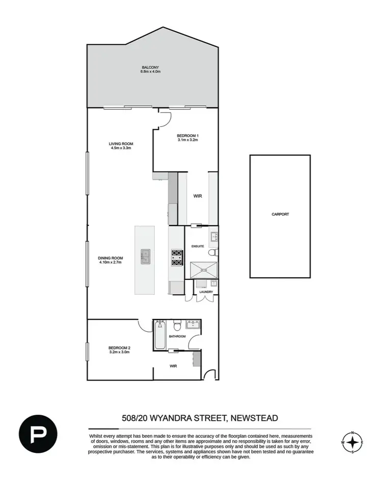 Floorplan of Homely apartment listing, 508/20 Wyandra Street, Newstead QLD 4006