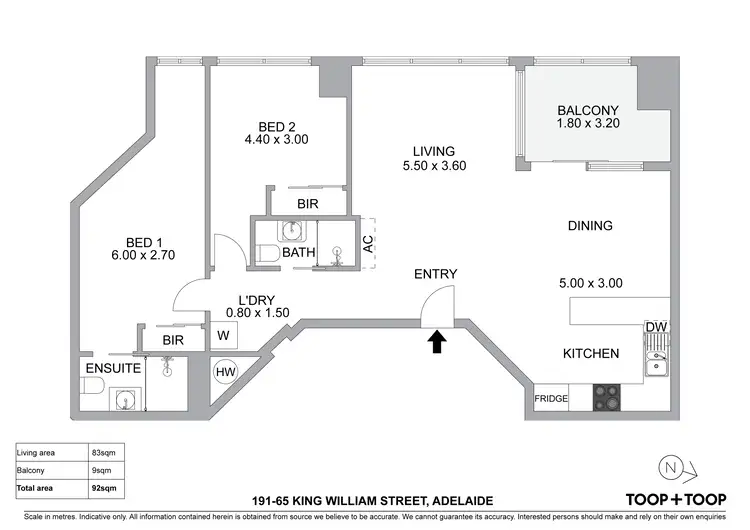 Floorplan of Homely unit listing, 191/65 King William Street, Adelaide SA 5000