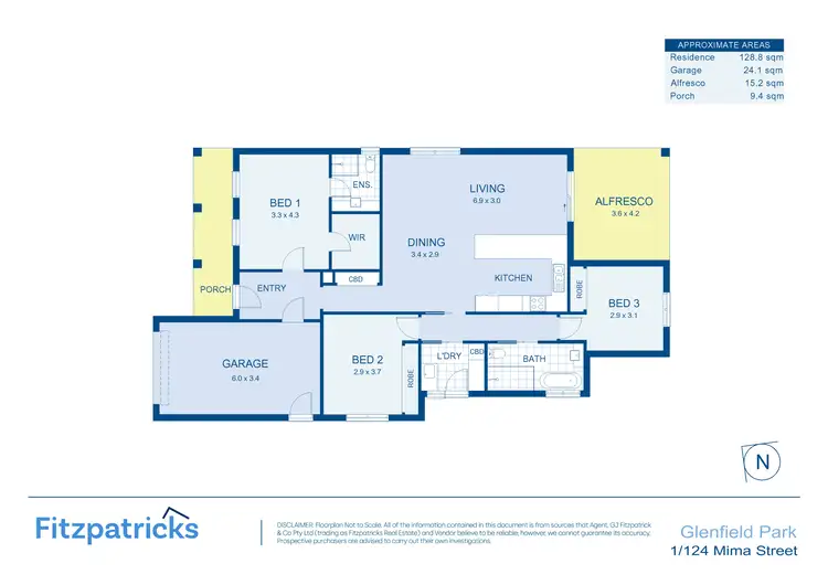 Floorplan of Homely villa listing, 1/124 Mima Street, Glenfield Park NSW 2650