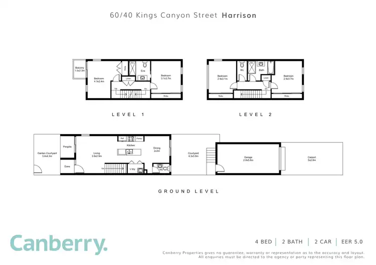 Floorplan of Homely townhouse listing, 60/40 Kings Canyon Street, Harrison ACT 2914