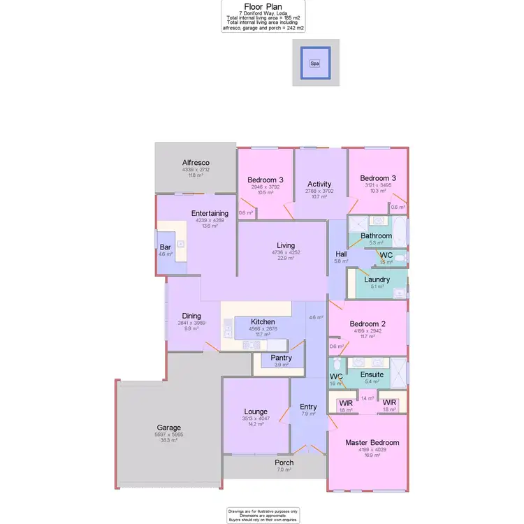 Floorplan of Homely house listing, 7 Doniford Way, Leda WA 6170