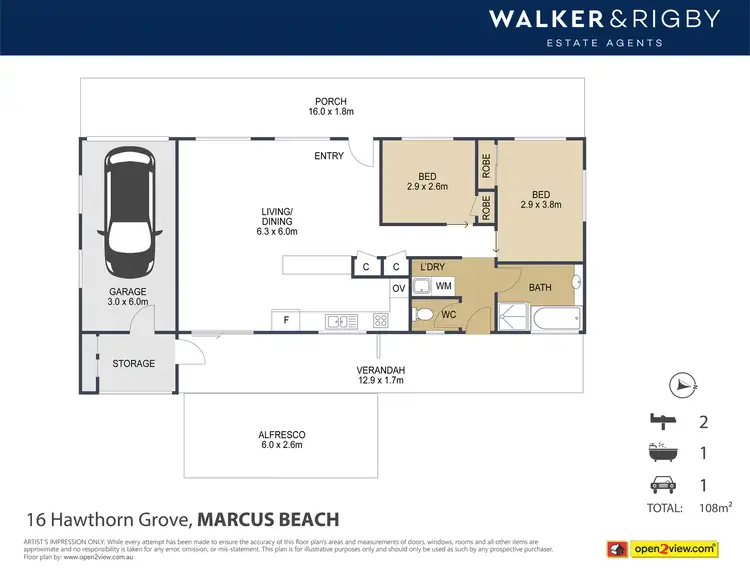 Floorplan of Homely house listing, 16 Hawthorn Grove, Marcus Beach QLD 4573