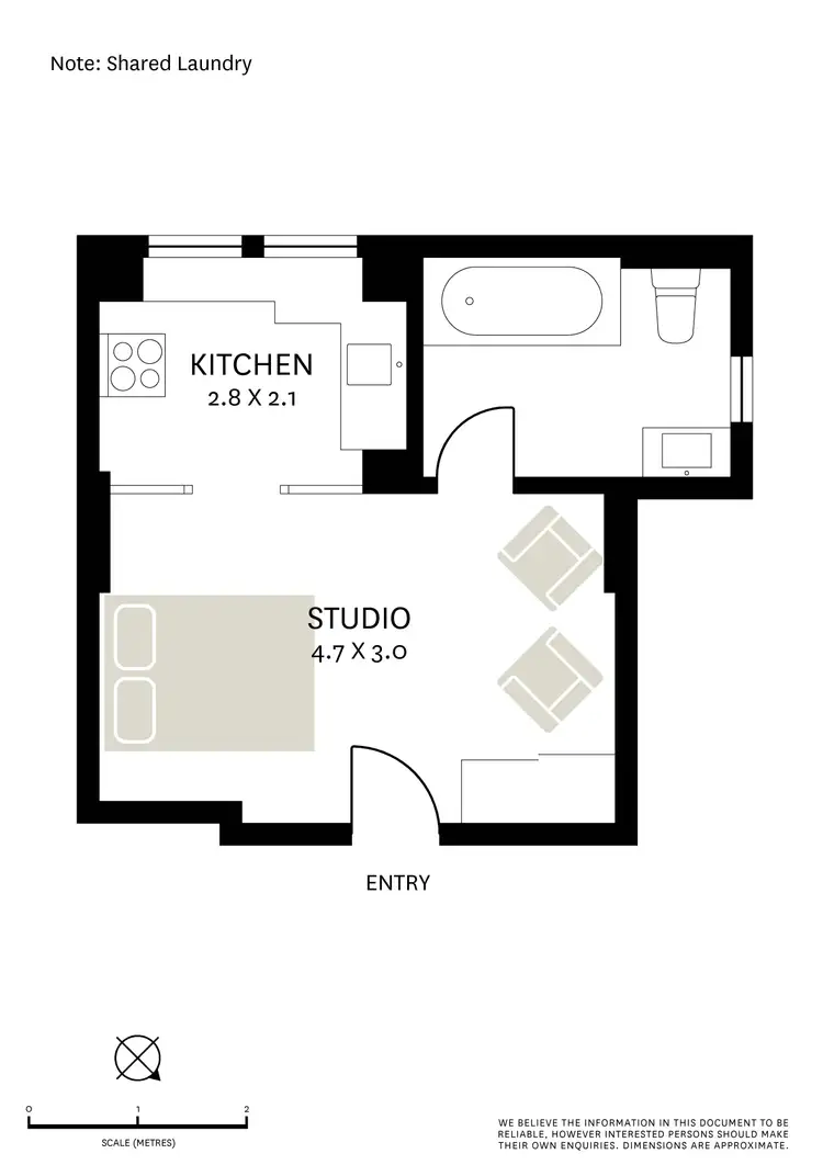 Floorplan of Homely studio listing, 31/5 Darley Street, Darlinghurst NSW 2010