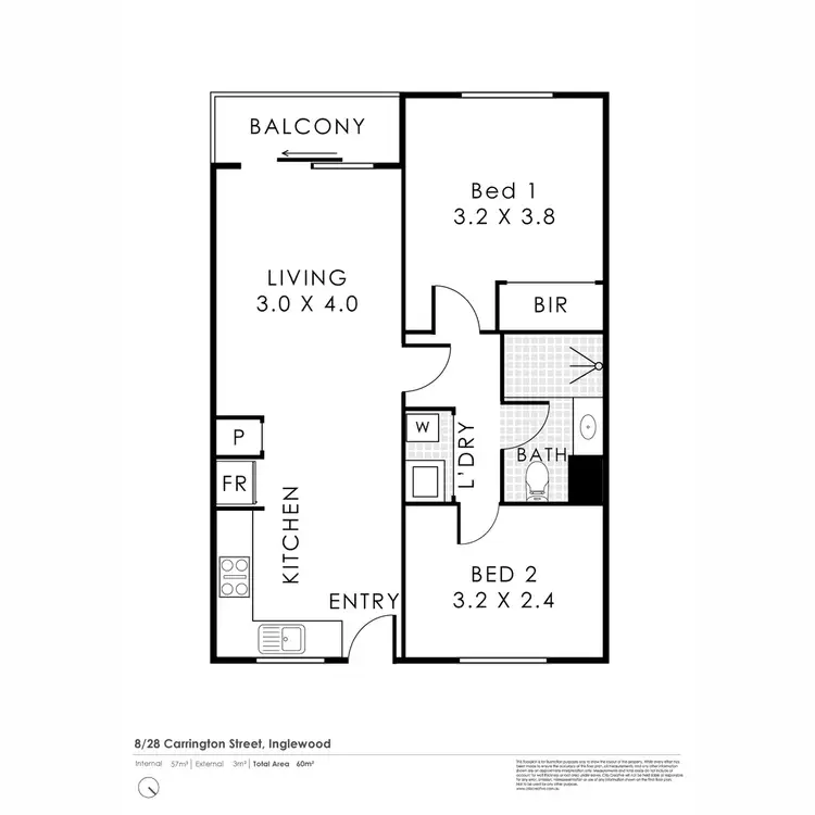 Floorplan of Homely apartment listing, 8/28 Carrington Street, Inglewood WA 6052
