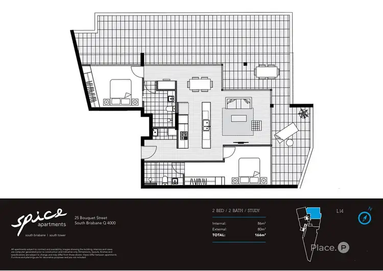 Floorplan of Homely apartment listing, 1401/23 Bouquet Street, South Brisbane QLD 4101