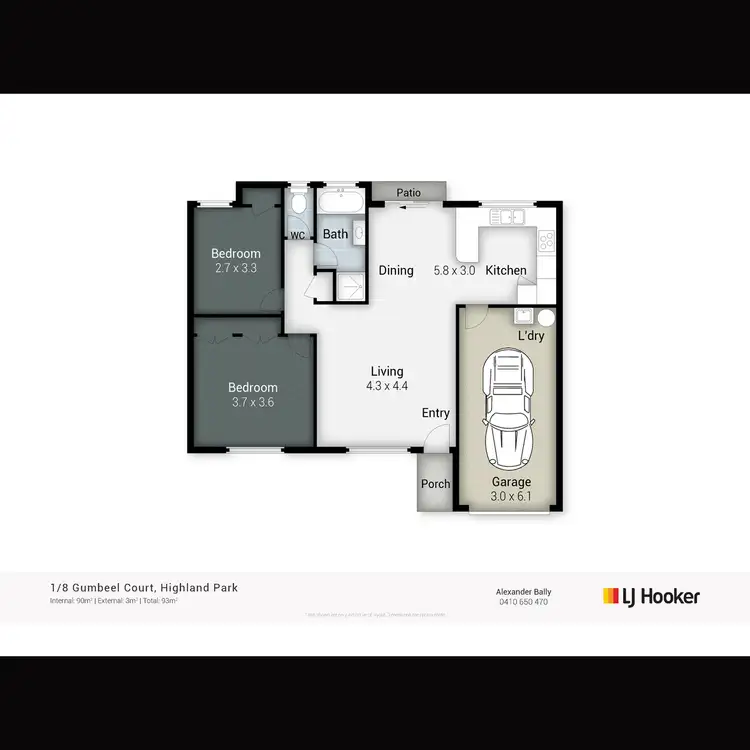 Floorplan of Homely semi-detached listing, 1/8 Gumbeel Court, Highland Park QLD 4211