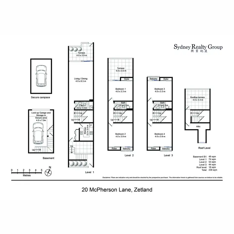 Floorplan of Homely terrace listing, 20 McPherson Lane, Zetland NSW 2017