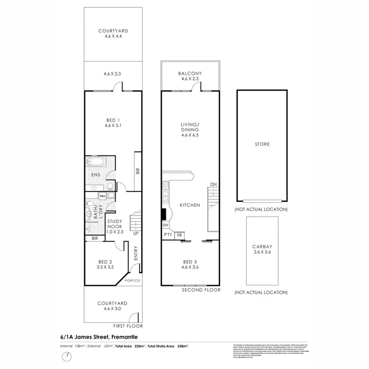 Floorplan of Homely townhouse listing, 6/1A James Street, Fremantle WA 6160