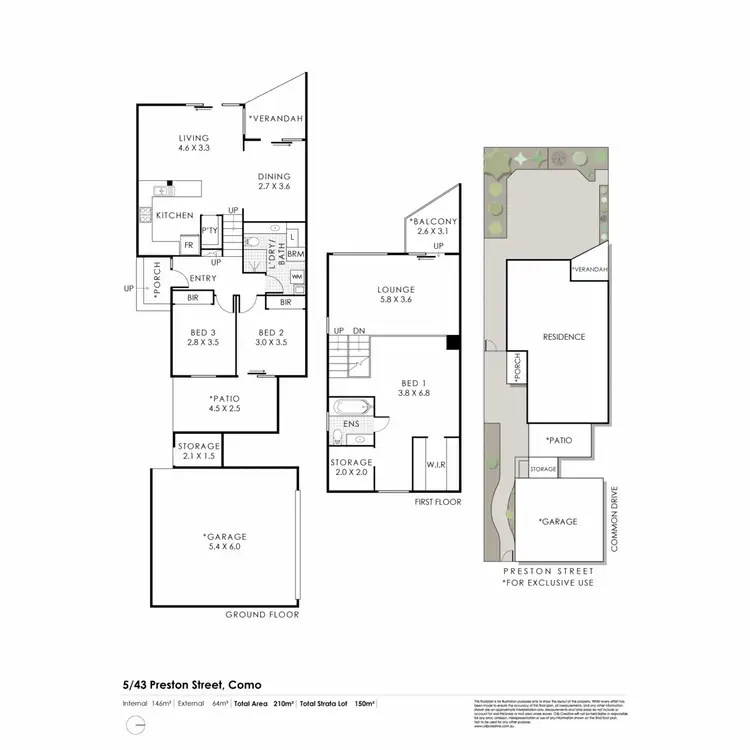 Floorplan of Homely townhouse listing, 5/43 Preston Street, Como WA 6152