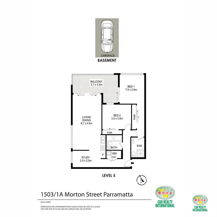 Floorplan of Homely apartment listing, 1503/1A Morton Street, Parramatta NSW 2150
