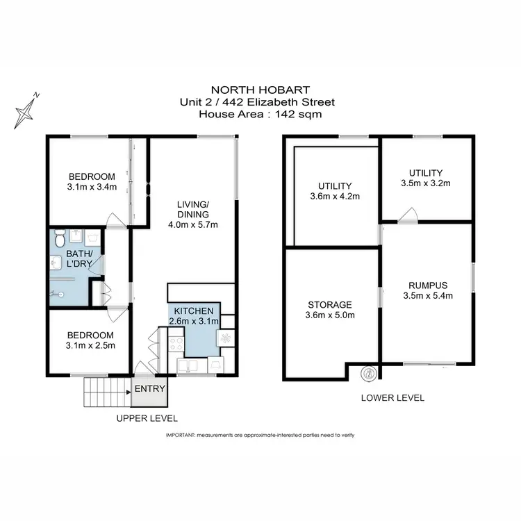 Floorplan of Homely townhouse listing, 2/442 Elizabeth Street, North Hobart TAS 7000