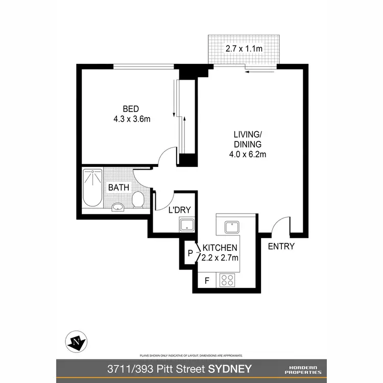 Floorplan of Homely apartment listing, 3711/393 Pitt Street, Sydney NSW 2000