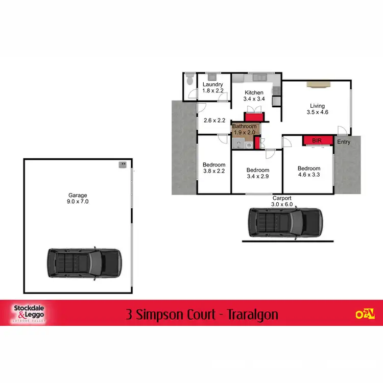 Floorplan of Homely house listing, 3 Simpson Court, Traralgon VIC 3844