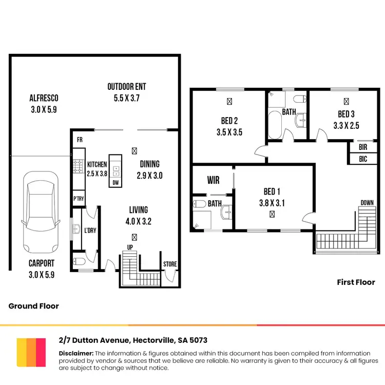 Floorplan of Homely townhouse listing, 2/7 Dutton Avenue, Hectorville SA 5073