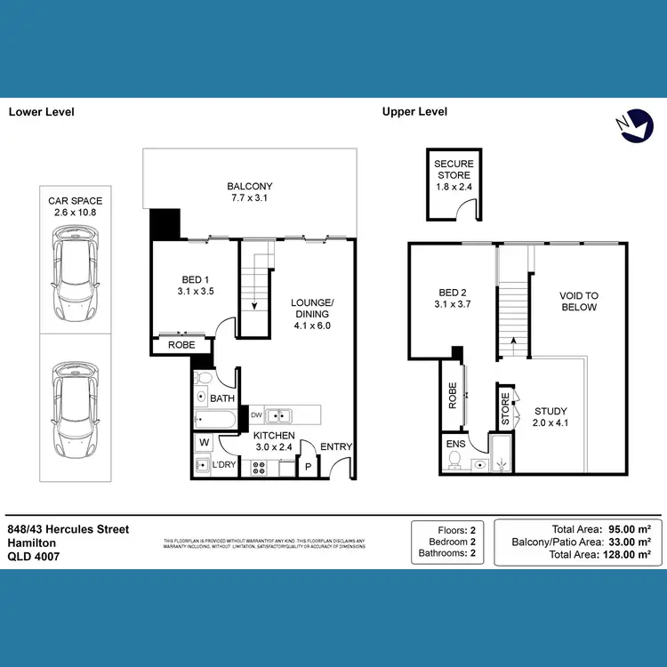 Floorplan of Homely unit listing, 848/43 Hercules Street, Hamilton QLD 4007