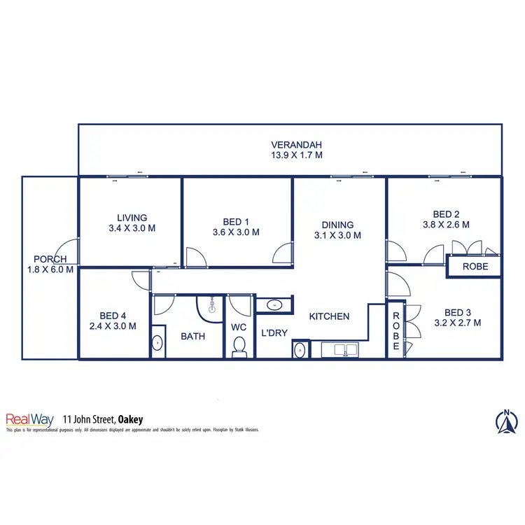 Floorplan of Homely house listing, 11 John Street, Oakey QLD 4401