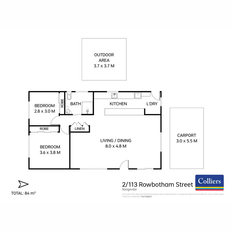 Floorplan of Homely semi-detached listing, 2/113 Rowbotham Street, Rangeville QLD 4350