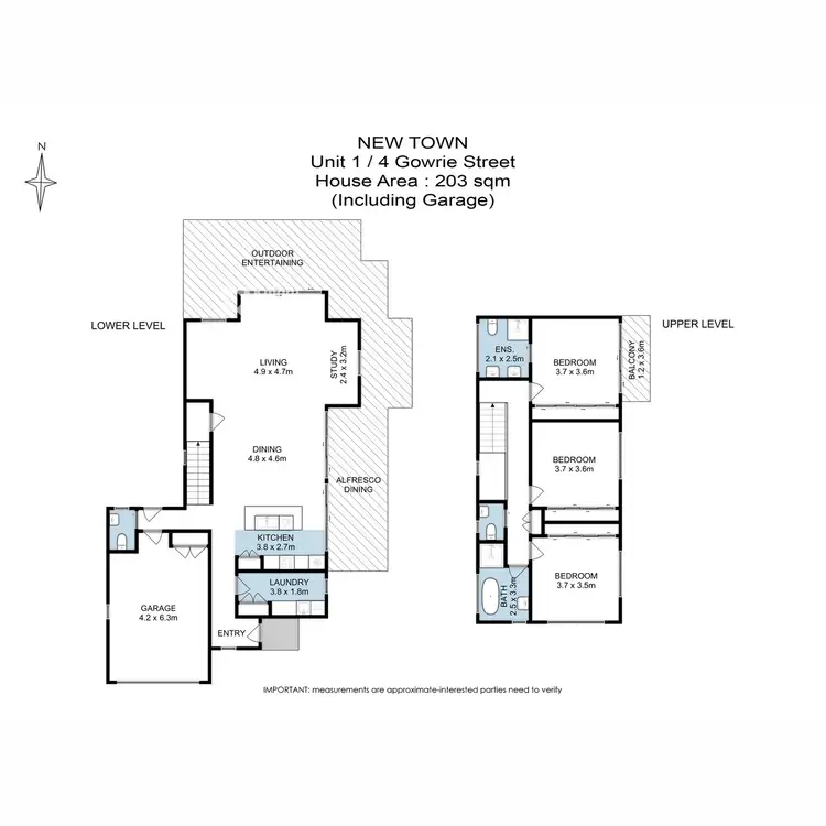 Floorplan of Homely townhouse listing, 1/4 Gowrie Street, New Town TAS 7008