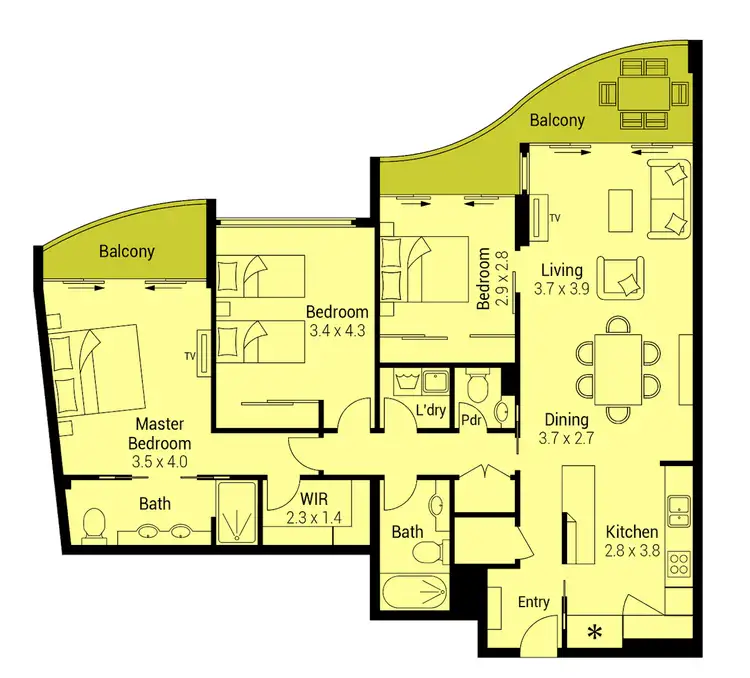Floorplan of Homely apartment listing, 2402/23 Ferny Avenue, Surfers Paradise QLD 4217
