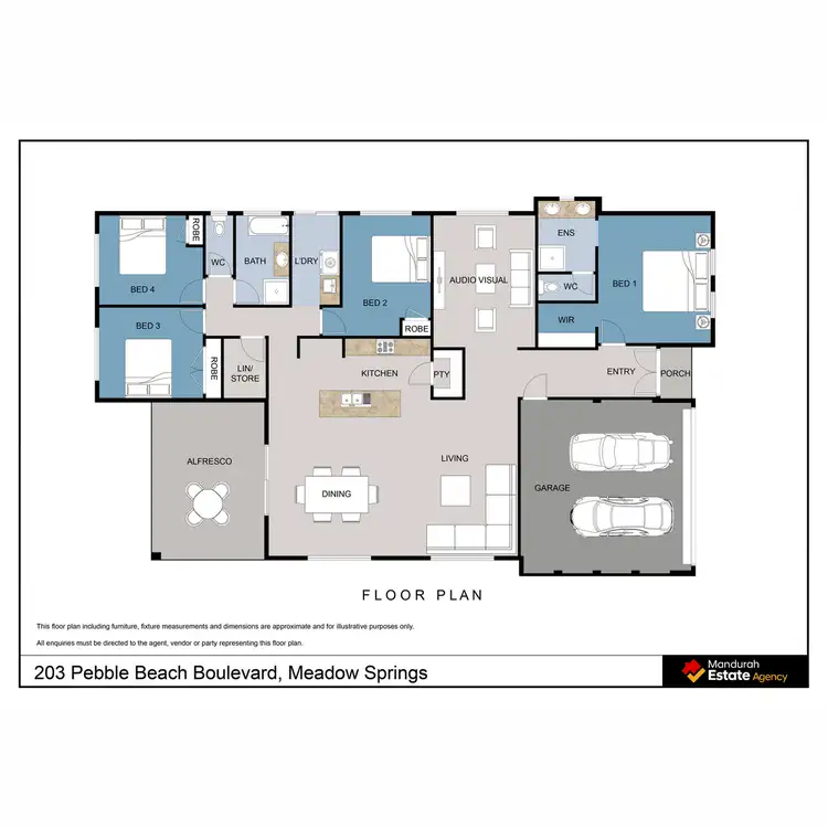 Floorplan of Homely house listing, 203 Pebble Beach Boulevard, Meadow Springs WA 6210