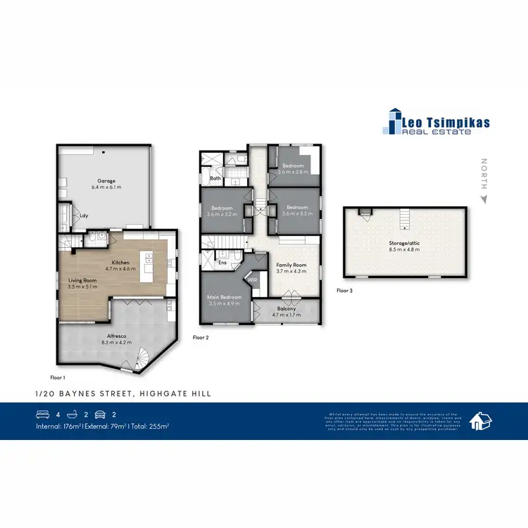 Floorplan of Homely townhouse listing, 1/20 Baynes Street, Highgate Hill QLD 4101
