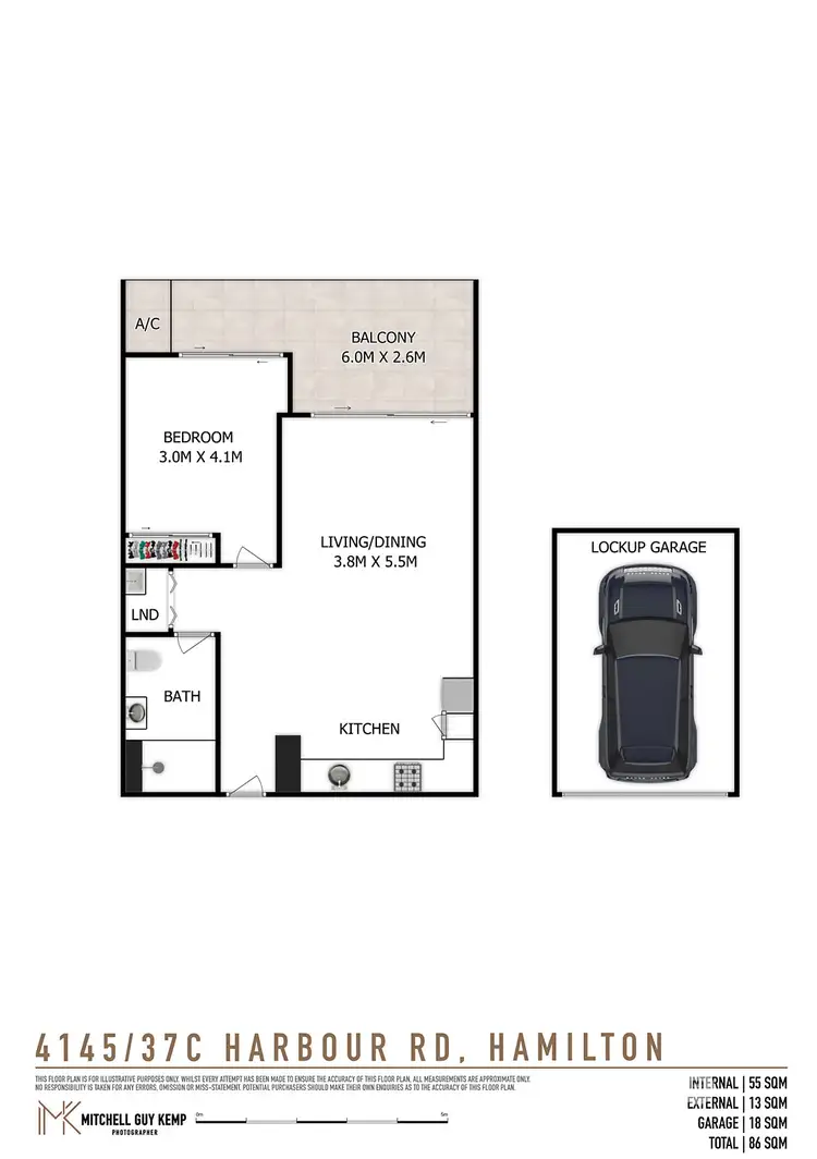 Floorplan of Homely apartment listing, 4145/37C Harbour Road, Hamilton QLD 4007