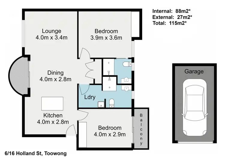 Floorplan of Homely apartment listing, 6/16 Holland Street, Toowong QLD 4066