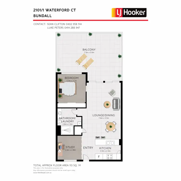 Floorplan of Homely apartment listing, 2101/1-7 Waterford Court, Bundall QLD 4217