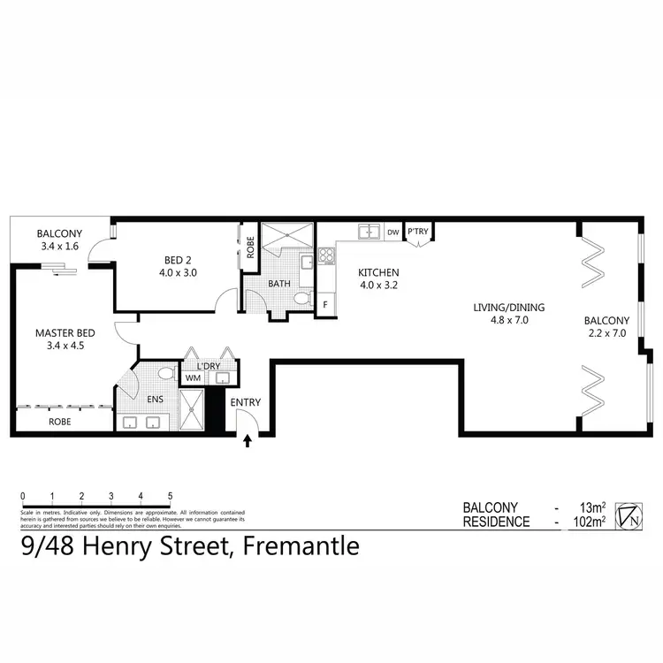 Floorplan of Homely apartment listing, 9/48 Henry Street, Fremantle WA 6160