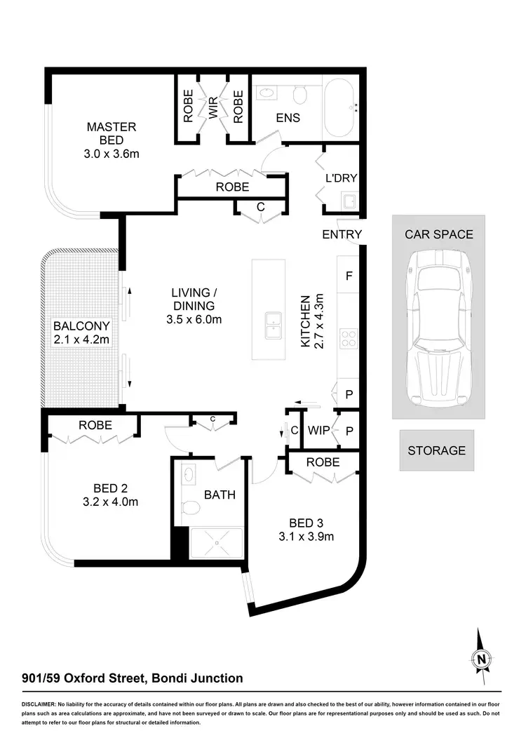 Floorplan of Homely apartment listing, 901/59 Oxford Street, Bondi Junction NSW 2022