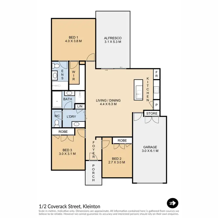 Floorplan of Homely unit listing, 1/2 Coverack Street, Kleinton QLD 4352