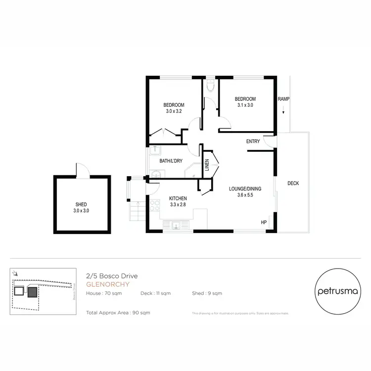 Floorplan of Homely villa listing, 2/5 Bosco Drive, Glenorchy TAS 7010