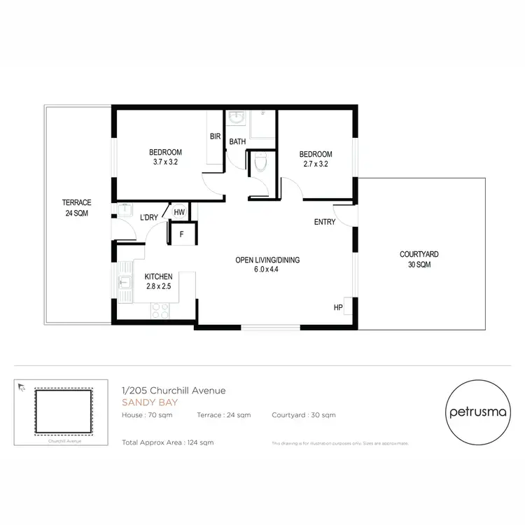 Floorplan of Homely unit listing, 1/205 Churchill Avenue, Sandy Bay TAS 7005