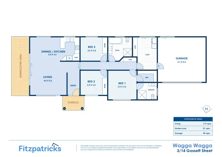 Floorplan of Homely unit listing, 3/14 Gossett Street, Wagga Wagga NSW 2650