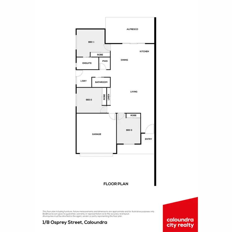 Floorplan of Homely semi-detached listing, 1/8 Osprey Street, Caloundra QLD 4551
