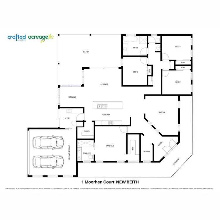 Floorplan of Homely rural property listing, 1 Moorhen Court, New Beith QLD 4124