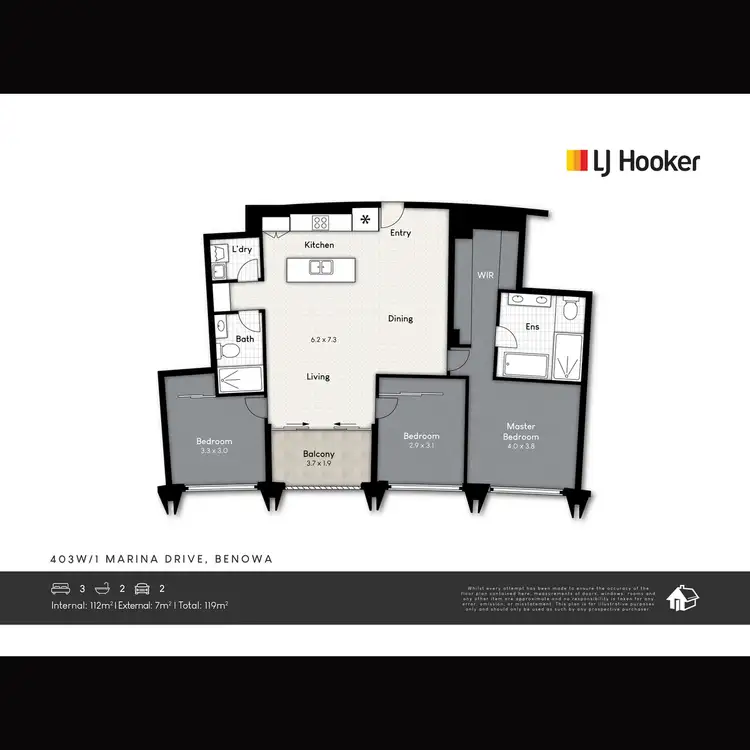 Floorplan of Homely apartment listing, 403W/1 Marina Drive, Benowa QLD 4217