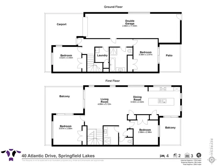 Floorplan of Homely house listing, 40 Atlantic Drive, Springfield Lakes QLD 4300