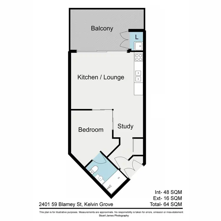 Floorplan of Homely unit listing, 2401/59 Blamey Street, Kelvin Grove QLD 4059